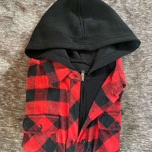 Red and black flannel w zipper hoodie